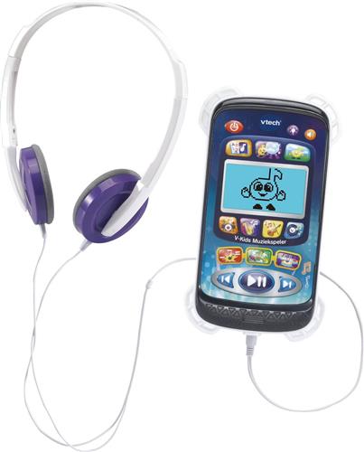 Vtech V-kids Muziekspeler. Druk op de toetsen om naar verschillende stijlen muziek en 11 gezongen liedjes te luisteren én bekijk de vrolijke animaties op het verlichte scherm. Speel 3 muziek-spellen of kom tot rust tijdens de speelstand 'Relaxen'.