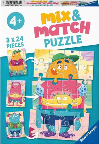 Ravensburger Mix & Match puzzel Grappige monsters  - 3 x 24 stukjes - kinderpuzzel