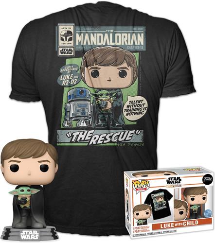 Funko Pop! & Tee: Star Wars: The Mandalorian - Luke Skywalker with Grogu - L