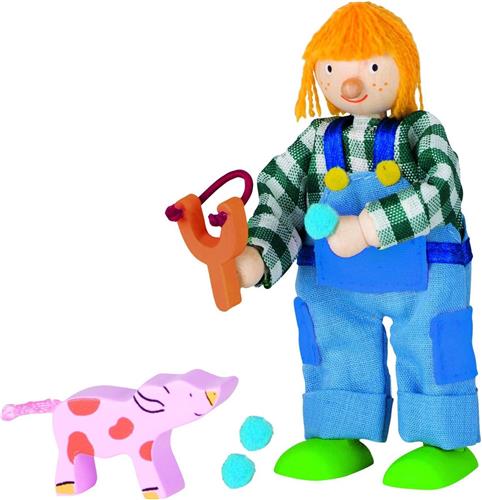 Goki Houten buigpopje boerenjongen 9,5cm
