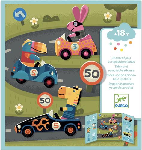 Djeco - Achtergrond en herplaatsbare stickers - Auto's