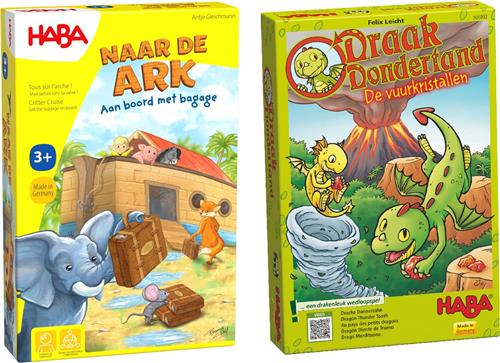 Haba Set van 2 spellen vanaf 4 jaar: Naar de ark + Draak Dondertand: De Vuurkristallen