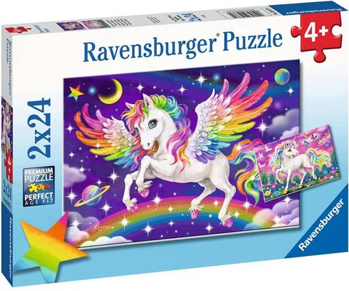 Ravensburger puzzel Unicorn and Pegasus - Legpuzzel - 2x24 stukjes