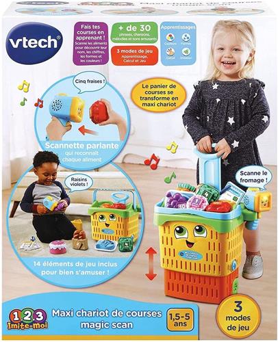 VTech  Maxi Chariot de Courses Magic Scan, Enfant  18 Mois/5 Ans  Version FR