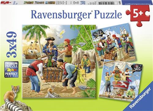 Ravensburger puzzel Avonturen op zee - Drie puzzels van 49 stukjes - kinderpuzzel