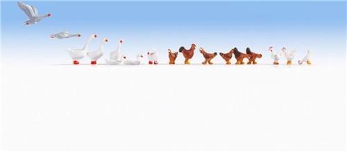 NOCH 15772 H0 Kippen en ganzen figuren Geverfd, Staand