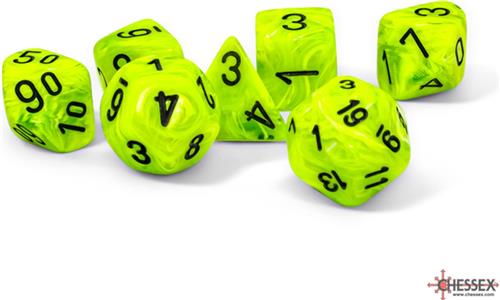 Chessex 7-Die Mega Set Vortex - Bright Green/Black