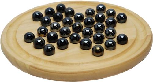 Solitair hout 22 cm.m.zwarte glazen kogels