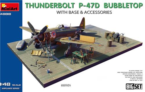 1:48 MiniArt 48018 Republic P-47D Thunderbolt Bubbletop met Basis en Accessoires Plastic Modelbouwpakket
