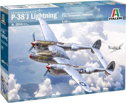 1:48 Italeri 2834 Lockheed P-38J Lightning - Propeller Vliegtuig Plastic Modelbouwpakket
