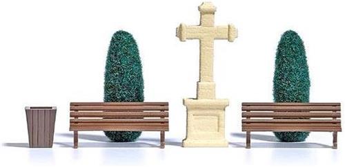 Busch - Steinkreuz & Lebensbäume N (Bu8110) - modelbouwsets, hobbybouwspeelgoed voor kinderen, modelverf en accessoires