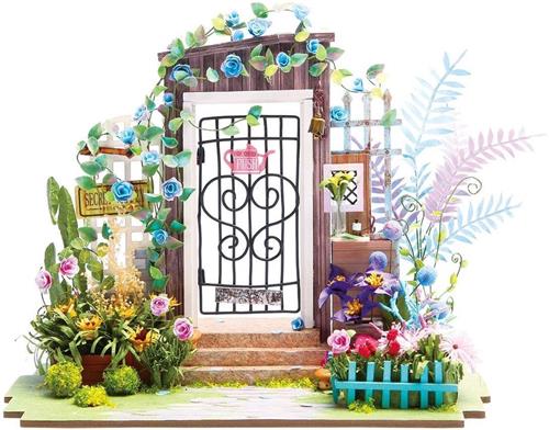 Robotime Tuin Ingang DGM02 - Houten Modelbouw -  Miniatuur bouwpakket Mini Poppenhuis met LED licht - DIY