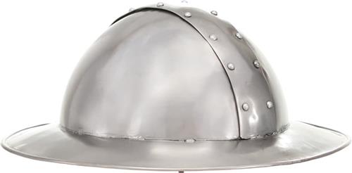 Ridderhelm middeleeuws replica LARP staal zilverkleurig