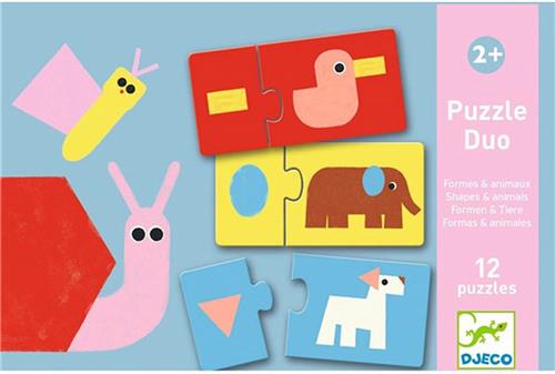 Djeco puzzel duo vormen en dieren 12x 2st