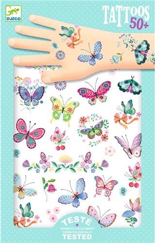 DJECO 50+ Dream Butterflies Tattoos, Meerkleurig, Kind, Meisjes, 3 jaar, 140 mm, 210 mm