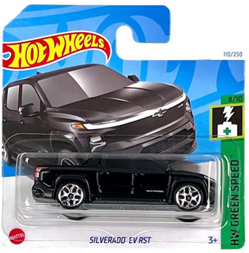 HOT WHEELS SILVERADO EV RST BLACK110/250 (1:64) HW GREEN SPEED 8/10