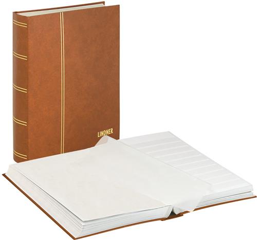 Lindner 1163 Postzegelalbum - Bruin - Extra groot formaat 64 witte blz. - Luxe - postzegels - insteekalbum - stock - stockboek
