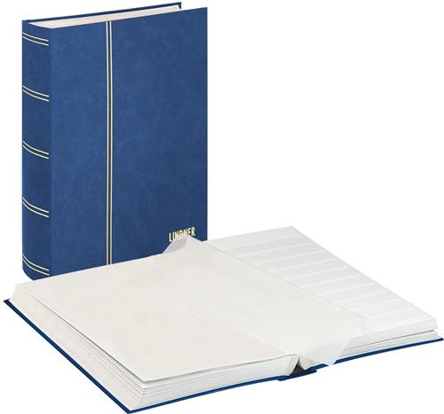 Lindner 1163 Postzegelalbum - Blauw - Extra groot formaat 64 witte blz. - Luxe - postzegels - insteekalbum - stock - stockboek