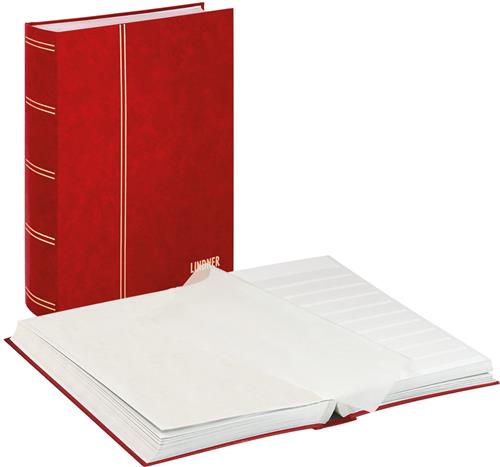 Lindner 1163 Postzegelalbum - Rood - Extra groot formaat 64 witte blz. - Luxe - postzegels - insteekalbum - stock - stockboek