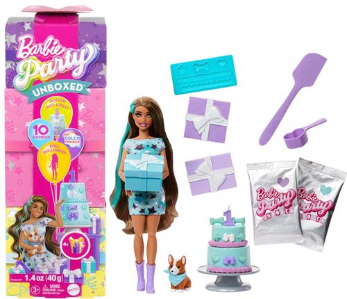 Barbie Uitpakparty Dierenverjaardag - Barbiepop met blauwe highlights