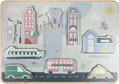 Little Dutch Houten Puzzel Stad - Vanaf 18 Maanden