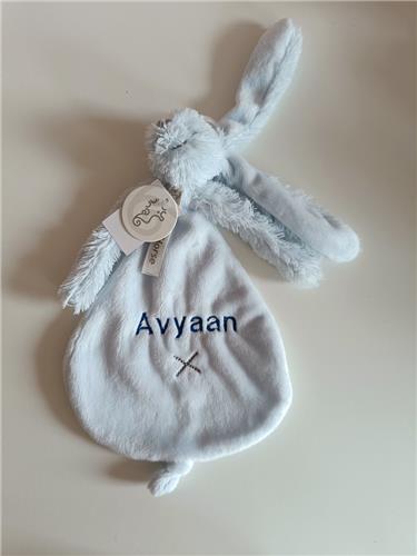 Happy Horse Rabbit Richie - Met Geborduurde Naam - Kleur Blue - Kraamcadeau