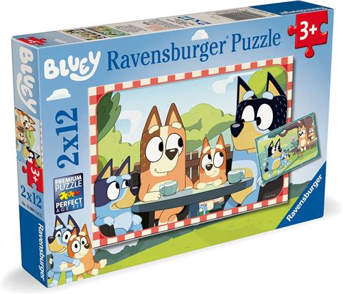 Ravensburger Kinderpuzzel - Bluey - 2x12 Stukjes - Vanaf 3 Jaar