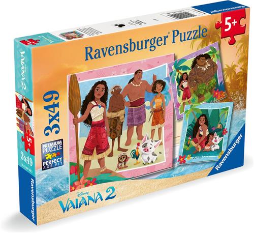 Ravensburger puzzel Vaiana 2 Op naar nieuwe avonturen! - Legpuzzel - 3x49 stukjes