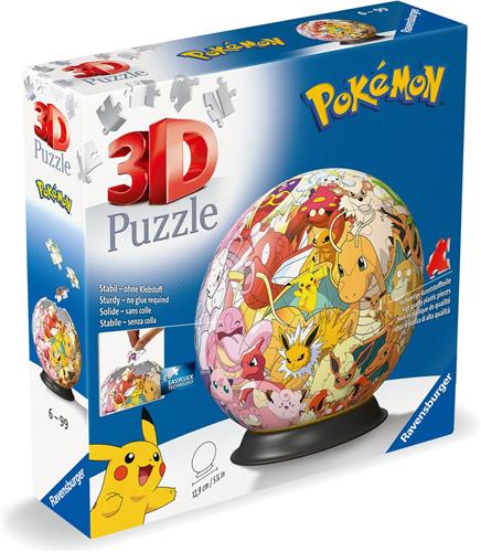 Ravensburger - Puzzle-Ball Pokémon Multicharacter 3D Puzzelbal - 73 Stukjes