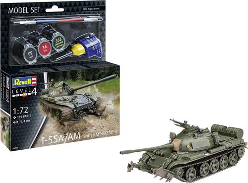 1:72 Revell 63328 T-55/AM met KMT-6/EMT-5 Tank - Model Set Plastic Modelbouwpakket