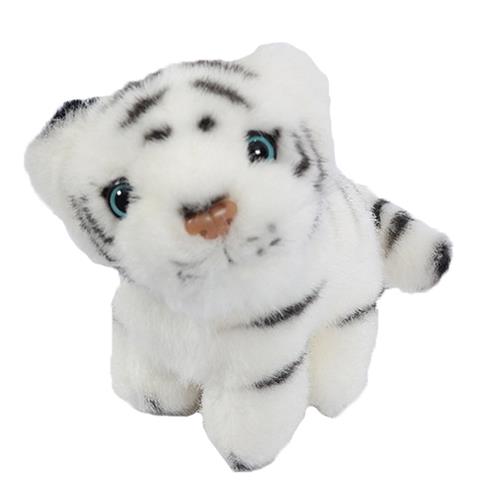 PIA Soft Toys - Pluche Knuffeldier Tijger - wit - zittend - 14 cm