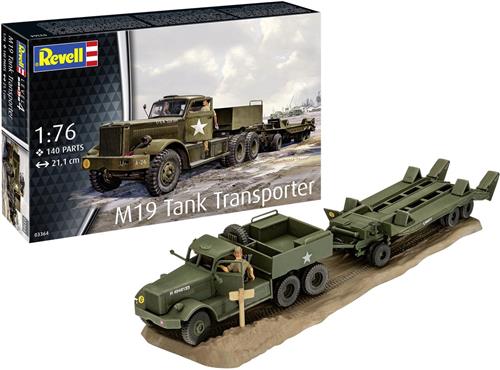 1:76 Revell 03364 M19 Tank Transporter - Militaire Vrachtwagen met Aanhanger Plastic Modelbouwpakket