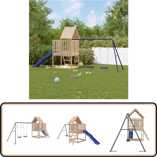 vidaXL Speelhuis met Schommel en Glijbaan Hout Speelhuis - Speelhuizen - Buitenspeelsets - Speelset