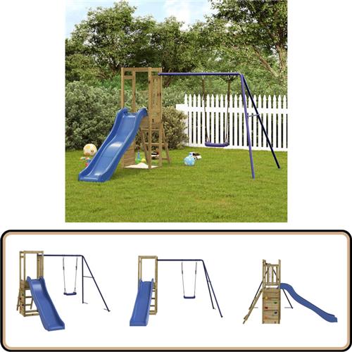 vidaXL Speelhuis met Schommel & Glijbaan - Grenenhout Speelhuis - Speelhuizen - Buitenspeelsets - Speelset