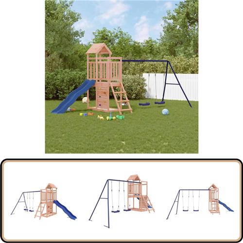 vidaXL Speelhuis - Douglashout - Inclusief Schommel & Glijbaan Speelhuis - Speelhuizen - Buitenspeelsets - Speelset