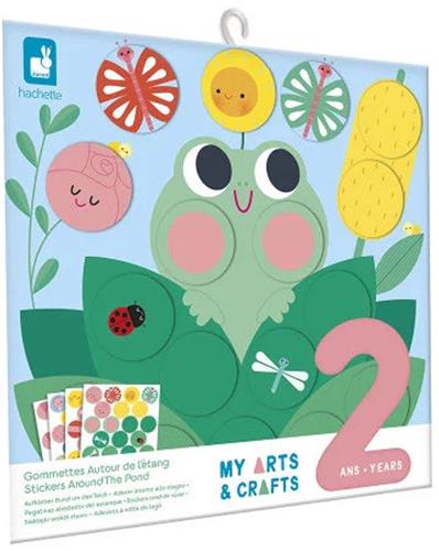 Janod My Arts & Crafts - 4 Afbeeldingen Met Vijverthema Om Te Versieren Met Stickers - Creatieve Set Om De Motoriek Te Stimuleren - Geschikt Vanaf 2 Jaar