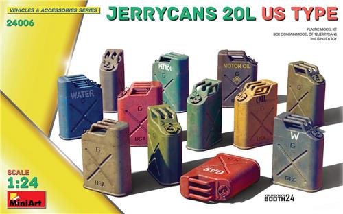 1:24 MiniArt 24006 Jerrycans 20L US Type voor Diorama - 12 Jerrycans Plastic Modelbouwpakket