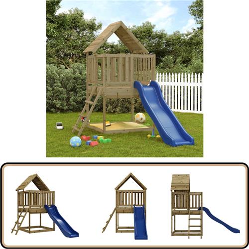 vidaXL Speelhuis - Grenenhout - Inclusief Glijbaan Speelhuis - Speelhuizen - Buitenspeelset - Speelset