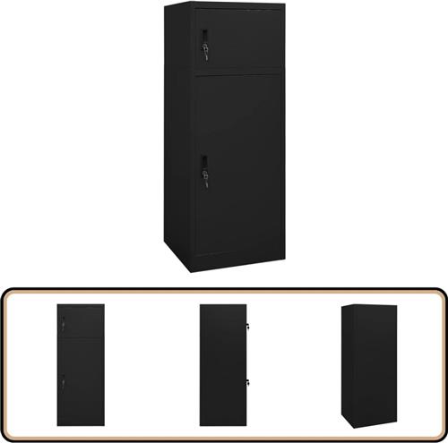 vidaXL Zadelkast Staal Zwart 53x53x140 cm Zadelkast - Zadelkasten - Opbergkast - Lockerkast