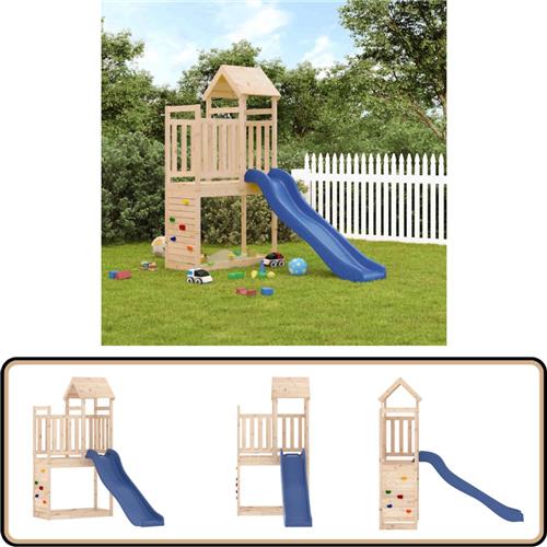 vidaXL Speelhuis - Massief Grenenhout - Inclusief Glijbaan Speelhuis - Speelhuizen - Buitenspeelset - Speelset