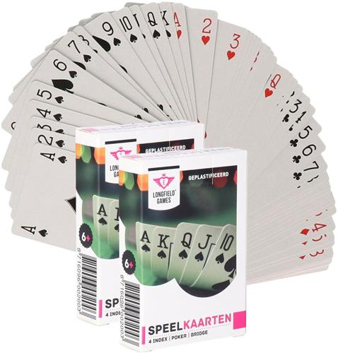 Longfield games Speelkaarten set - 2x pakjes - 54 kaarten - klassiek - kaartspel