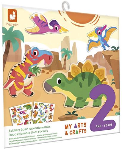 Janod My Arts & Crafts - Creatieve Set Met Dikke Herbruikbare Dinosaurusstickers - Dikke, Gemakkelijk Te Hanteren Dino-Stickers - Geschikt Vanaf 2 Jaar