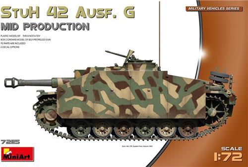 1:72 MiniArt 72115 Sturmgeschütz III - StuH 42 Ausf. G - Mid Productie - Tank Plastic Modelbouwpakket