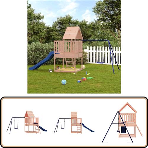 vidaXL Speelhuis - Massief Douglashout - Inclusief Glijbaan Speelhuis - Speelhuizen - Buitenspeelsets - Speelset