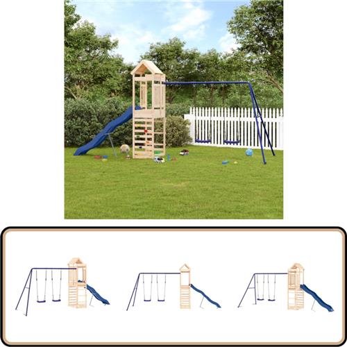 vidaXL Speelhuis - Hout - Schommel en Glijbaan - 478 cm Speelhuis - Speelhuizen - Buitenspeelsets - Speelset