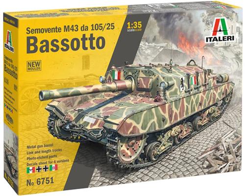 1:35 Italeri 6751 Semovente Ansaldo Fiat M43 da 105/25 "Bassotto" - Tankjager Plastic Modelbouwpakket