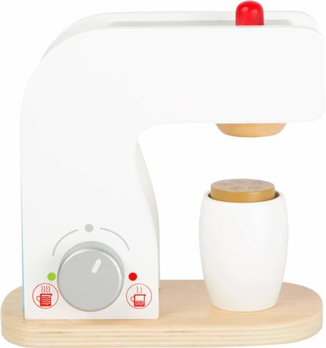 Small Foot - Houten Koffie machine voor speelkeukens - Wit - Peuterspeelgoed - Koffieboontjes
