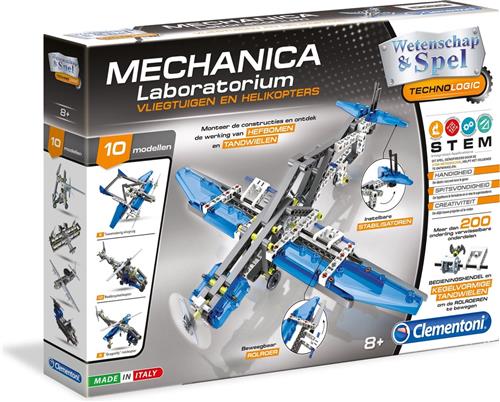 Clementoni Wetenschap & Spel - Mechanica Laboratorium - Vliegtuigen en Helikopters, Mechanica Constructiespeelgoed 200 delig, 7+ jaar - 66774