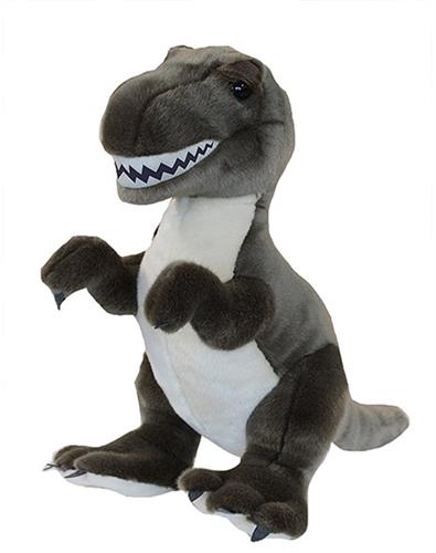 Nature Planet Knuffeldier T-rex dinosaurus - zachte pluche stof - veel details - grijs - 40 cm - Cadeau - Kinderen