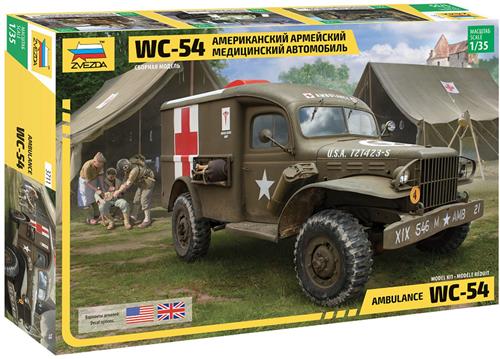 1:35 Zvezda 3711 Dodge WC-54 Ambulance - Militair Voertuig Plastic Modelbouwpakket